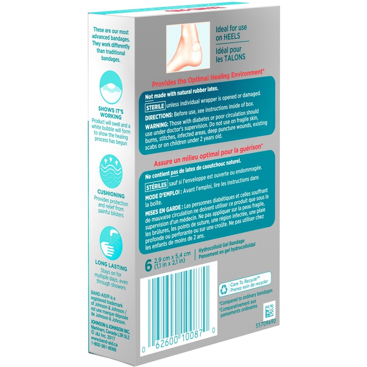 Pansements Hydro Seal en gel hydrocolloïdal pour les talons