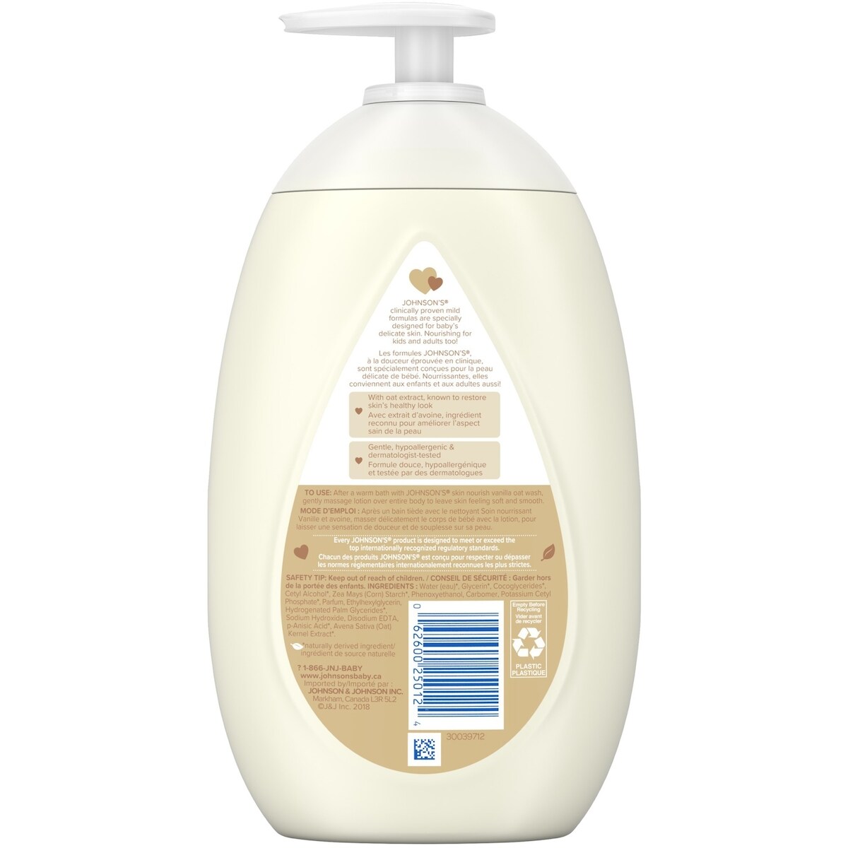 Lotion vanille et avoine, soin nourrissant pour bébés