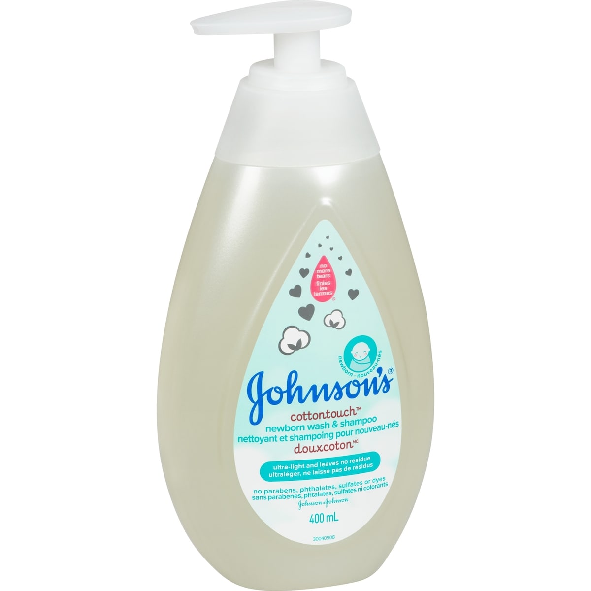 Johnson's Nettoyant et shampoing DouxCoton, pour nouveau-nés 400mL