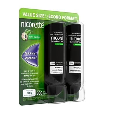 Vaporisateur À La Nicotine Nicorette Vapoéclair, Aide Pour Cesser De Fumer, Menthe, 1 Mg, Emballage Duo 4