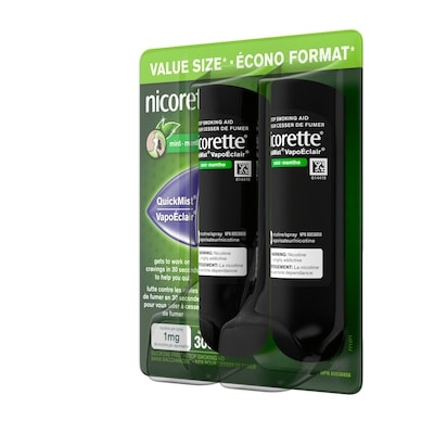 Vaporisateur À La Nicotine Nicorette Vapoéclair, Aide Pour Cesser De Fumer, Menthe, 1 Mg, Emballage Duo 5