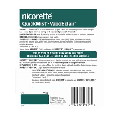 Vaporisateur À La Nicotine Nicorette Vapoéclair, Aide Pour Cesser De Fumer, Menthe, 1 Mg, Emballage Duo 7