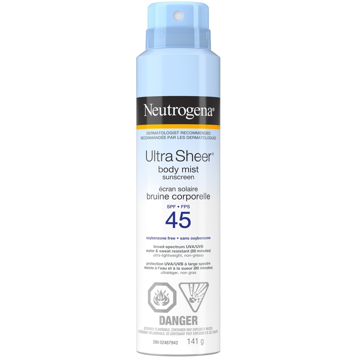 Écran solaire en bruine corporelle  Ultra Sheer, vaporisateur avec FPS 45 pour une protection UVA/UVB à large spectre