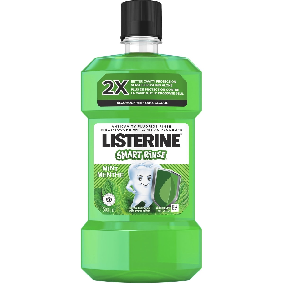 Listerine Smart Rinse Menthe, rince-bouche pour enfants , sans alcool, 500 ml