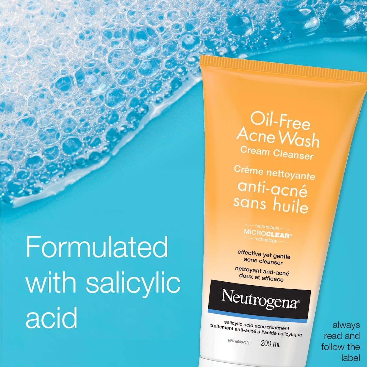 Crème nettoyante antiacné sans huile