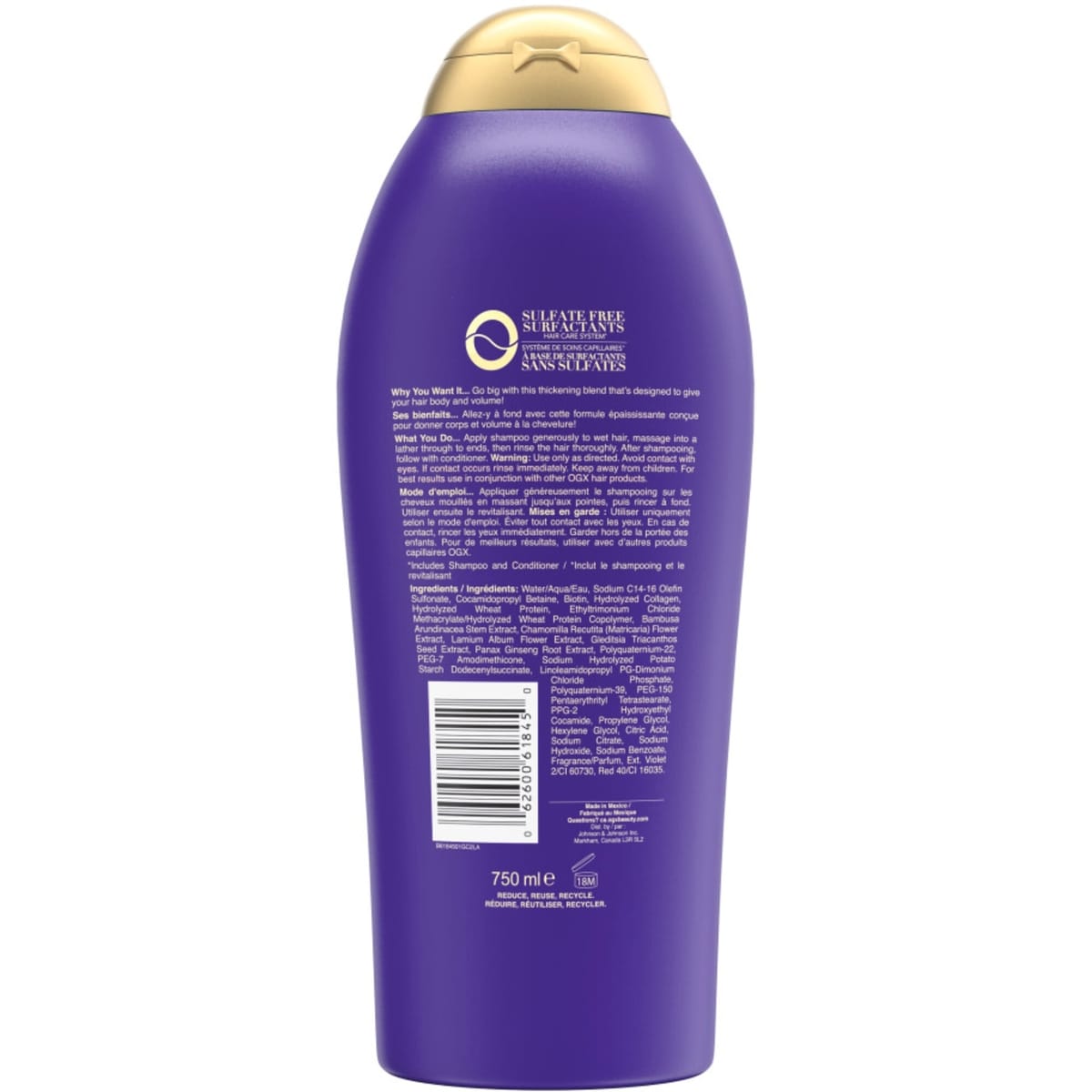 Shampooing volumateur avec biotine et collagène, pour cheveux fins