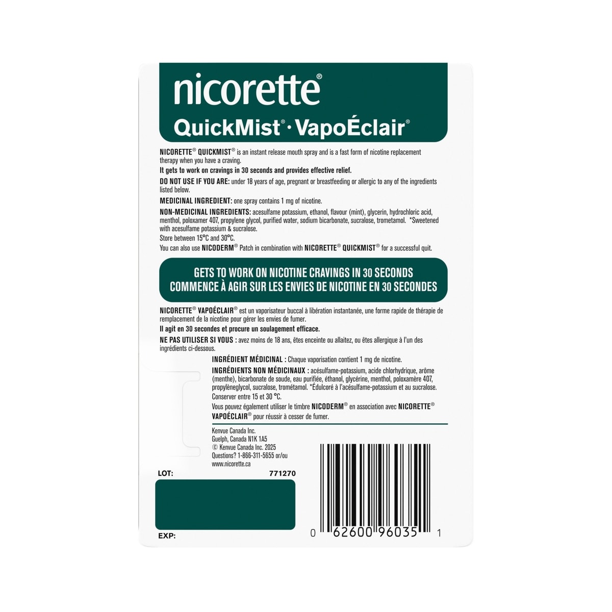 Nicotine Quickmist Spray Mint