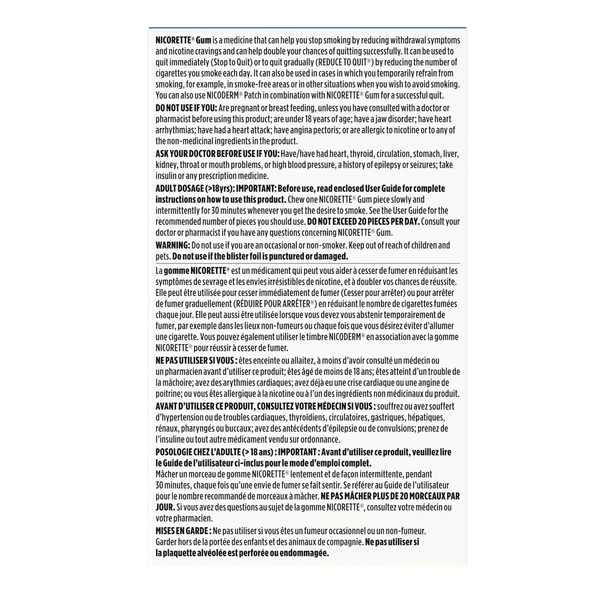 Gomme à mg de nicotine