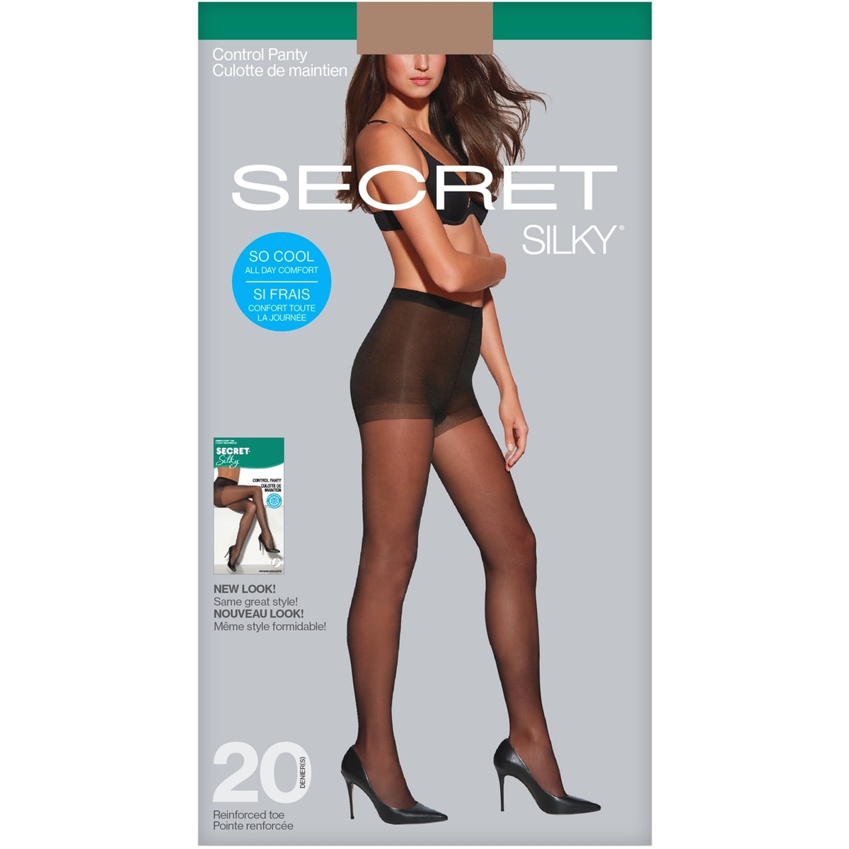 Sheer Control Top Panty w/Reinforced Toe w/HeiQ - D
