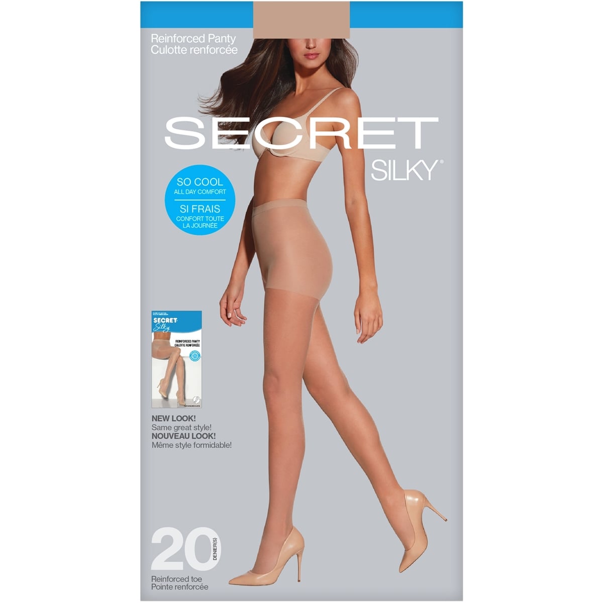 Bas culotte, diaphane culotte renforcée avec pointe renforcée et HeiQ - D