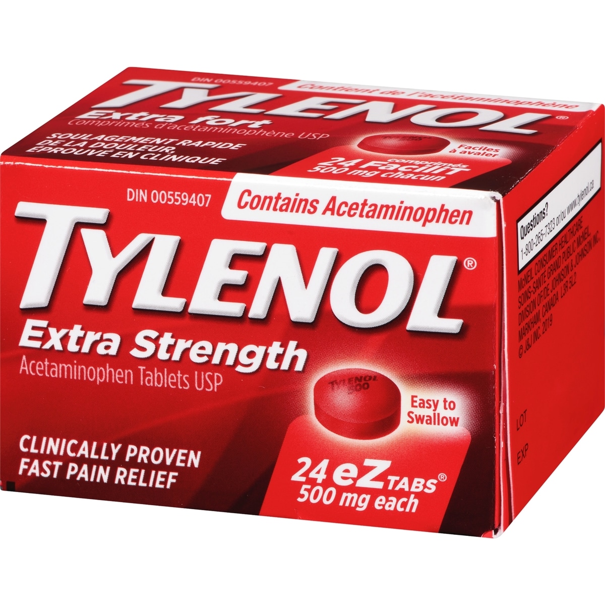 Acétaminophène à 500 mg, analgésique, extra fort