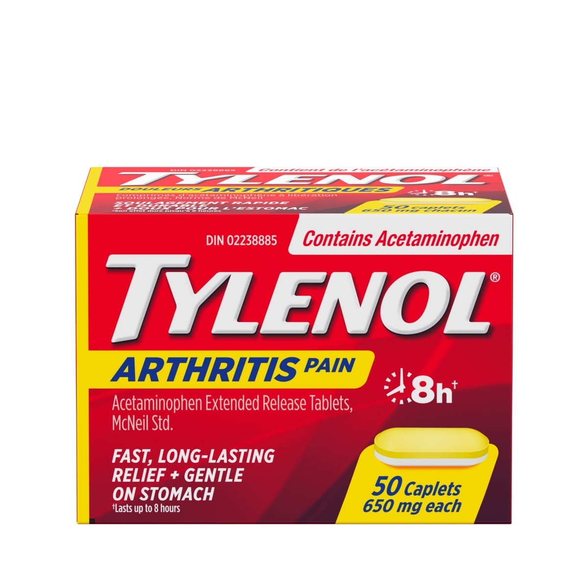 Acétaminophène à 650 mg, douleurs arthritiques