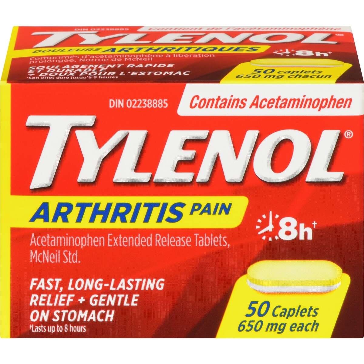 Acétaminophène à 650 mg, douleurs arthritiques