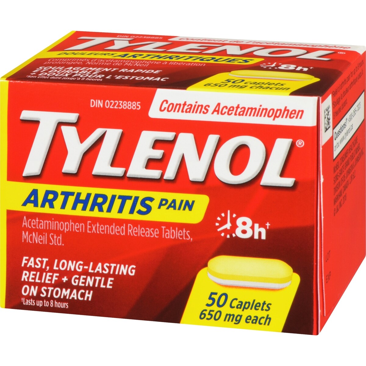 Acétaminophène à 650 mg, douleurs arthritiques