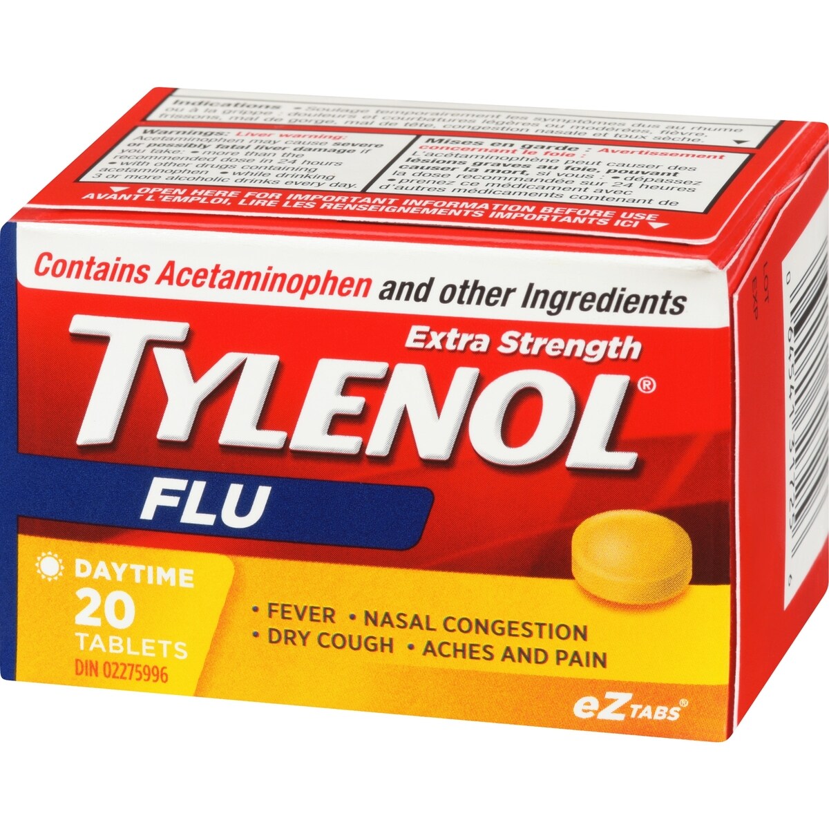 Acétaminophène à 500 mg, grippe, jour, extra fort