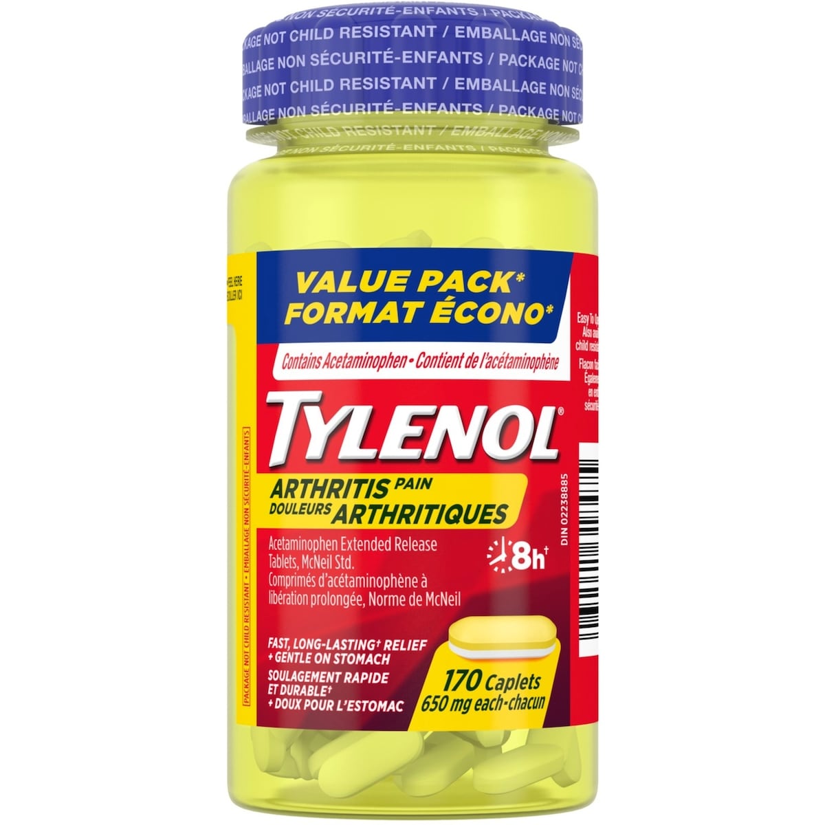 Acétaminophène à 650 mg, douleurs arthritiques
