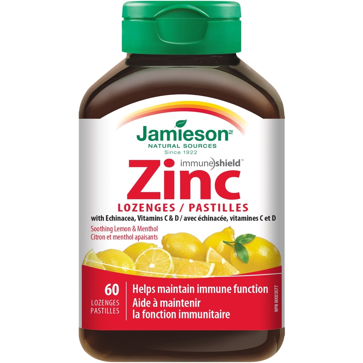 Pastilles de zinc avec échinacée et vitamines C et D - Arôme de citron