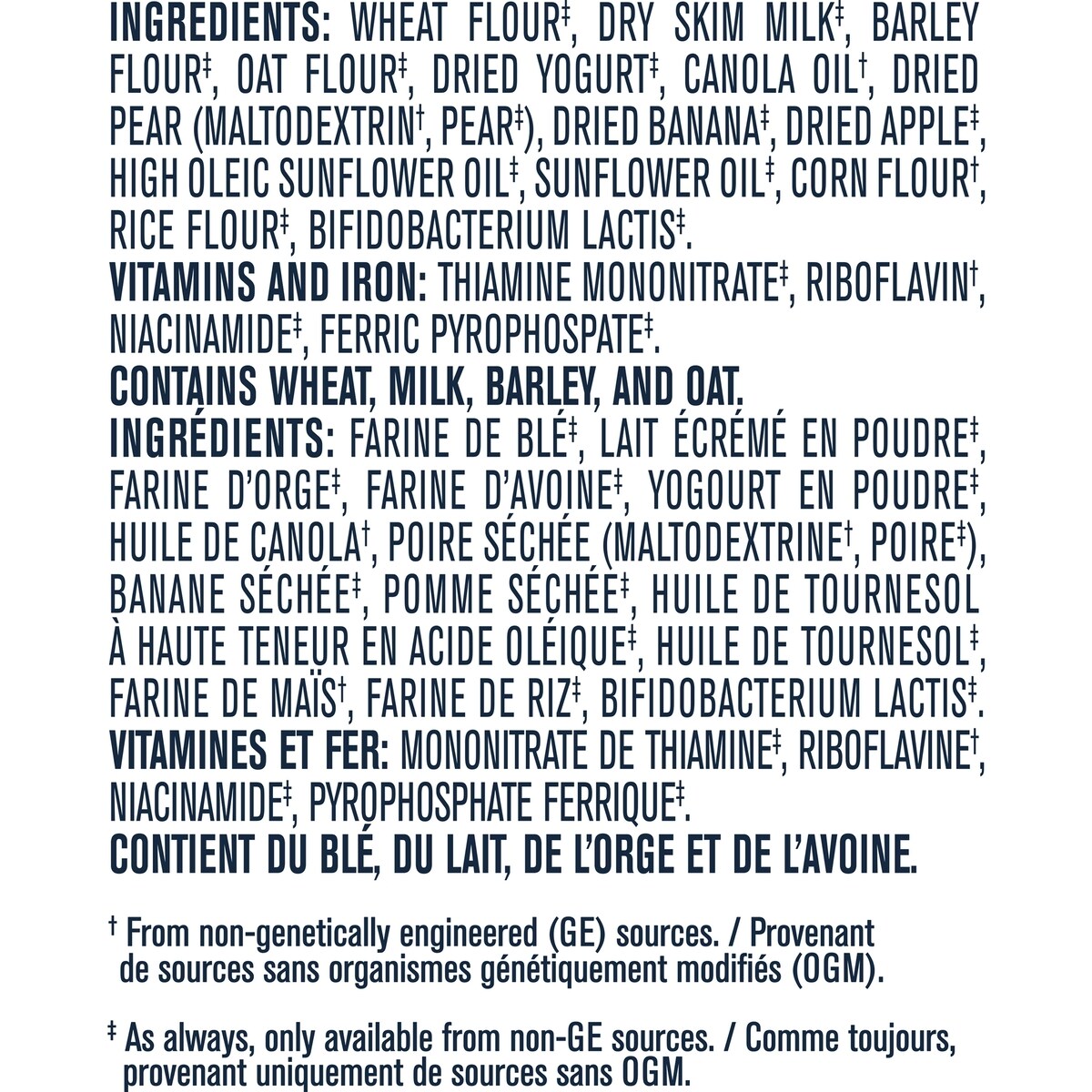 Céréales bébés Multigrains yogourt, pomme, poire, banana