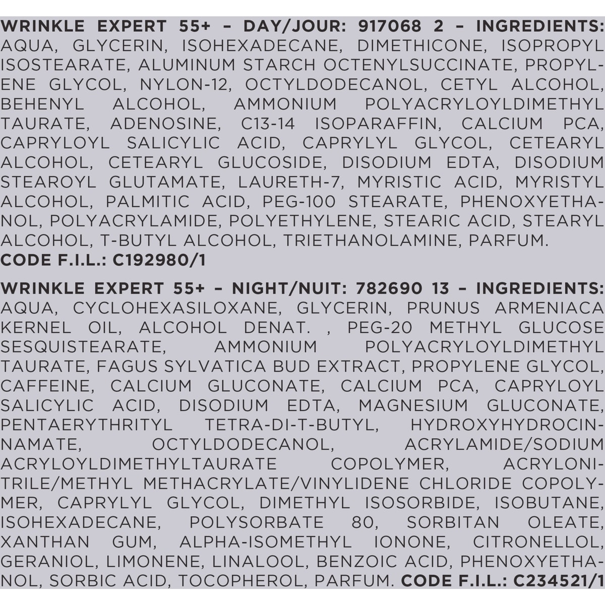 Wrinkle Expert Anti-Wrinkle Day & Night Moisturizers 55+