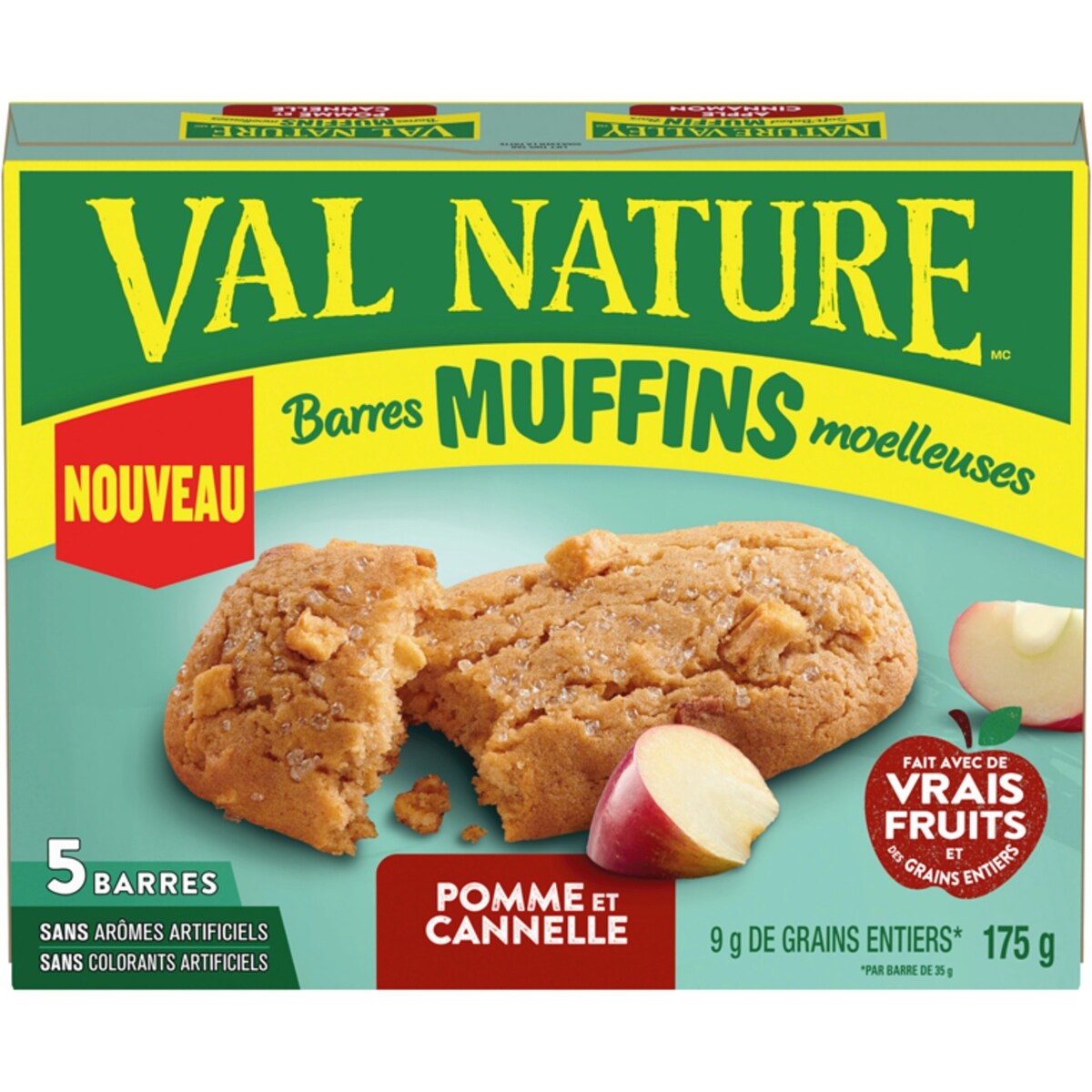 Muffins Moelleuse, Pomme et Cannelle, Barre à Emporter, 5 Barres
