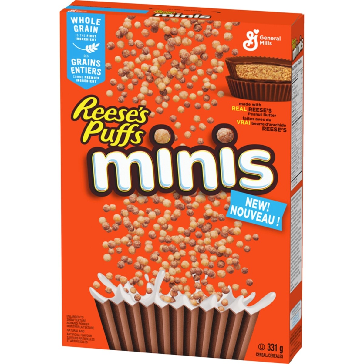 Reese's Puffs Minis Céréales pour le petit déjeuner, Chocolat au beurre d'arachide, grains entiers