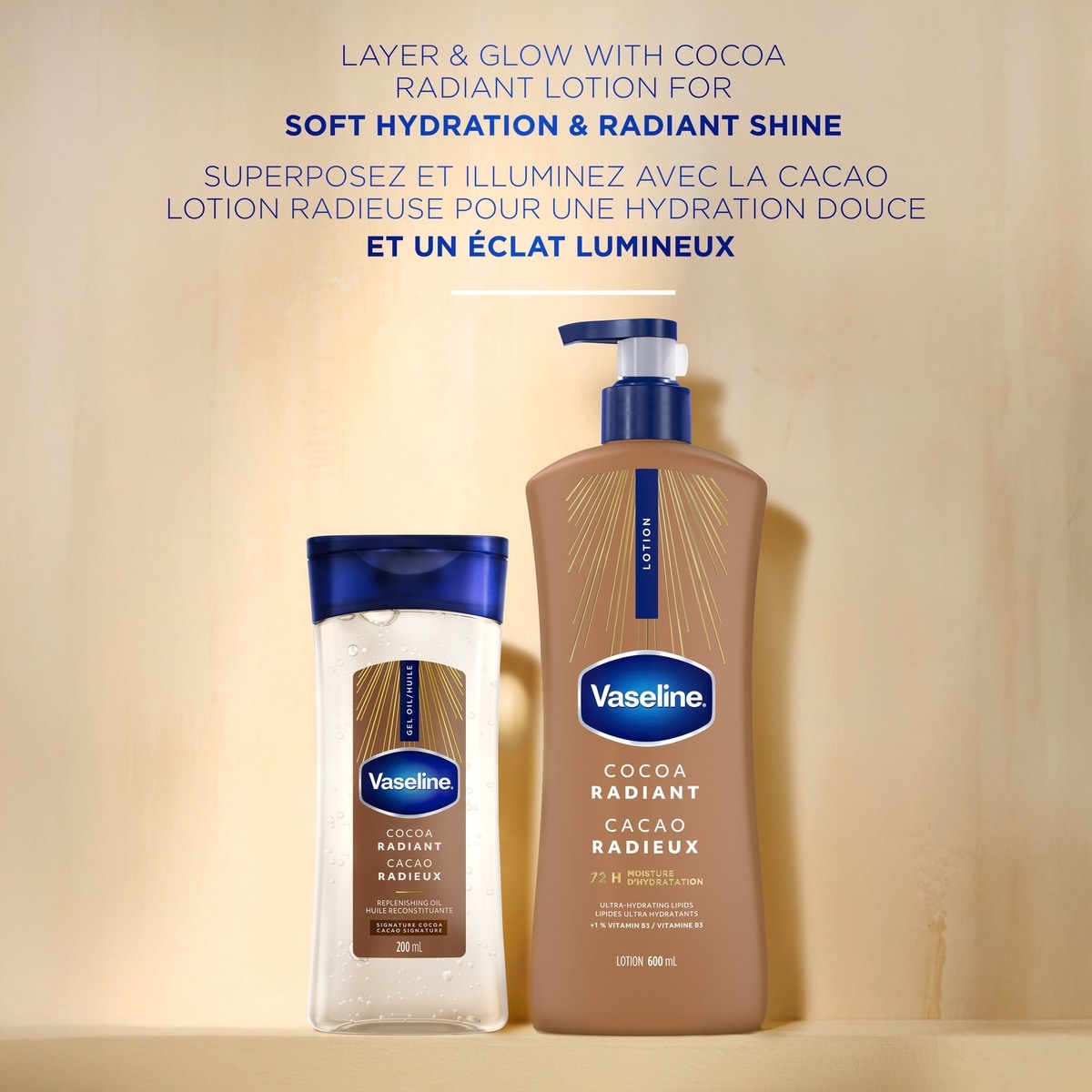 Intensive Care Cocoa Radiant Body Gel Oil for Glowing Skin Made with 100% Pure Cocoa Butter + Replenishing Oils