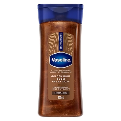 Glazed and Glisten Golden Hour Glow Vanilla Cocoa Shimmering Body Gel Oil with Ultra-Hydrating Lipids and 100% Pure Cocoa Butter, 200mL