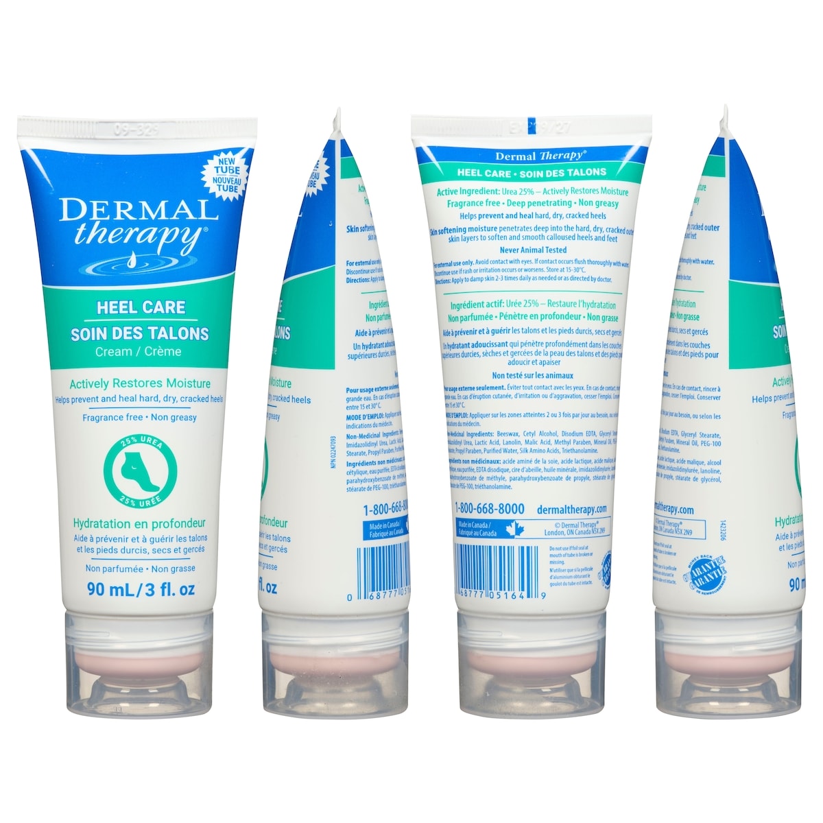 Crème de soin des talons Dermal Therapy, pénétration en profondeur, restauration rapide de l’hydratation, 90 grammes