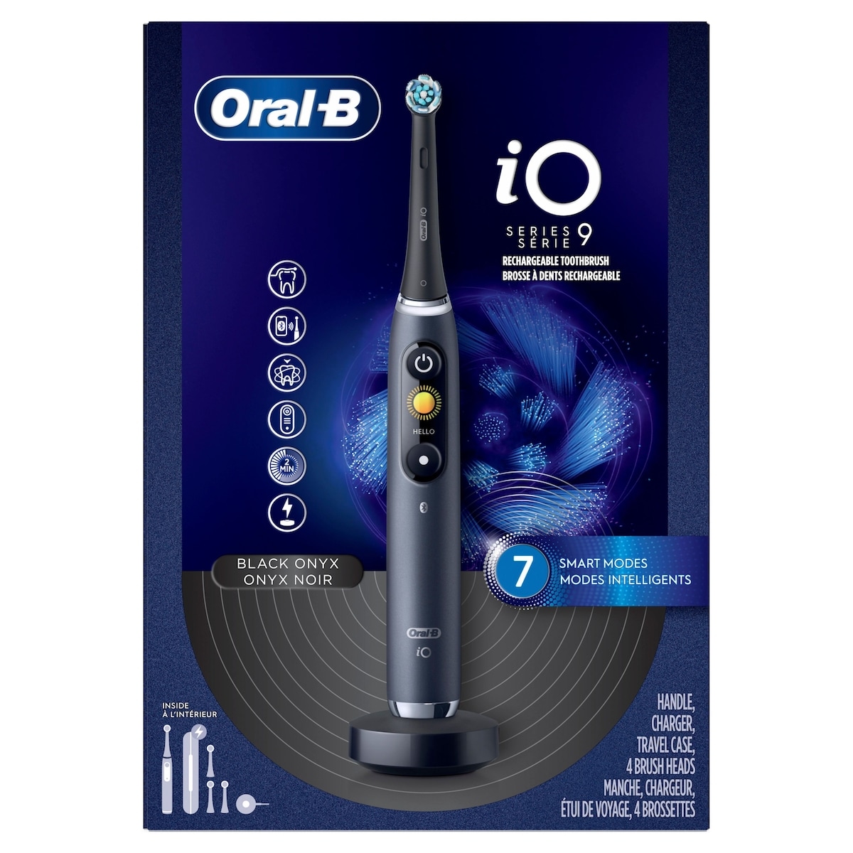 Brosse à dents électrique avec 4 brossettes Oral-B iO Series 9, onyx noir