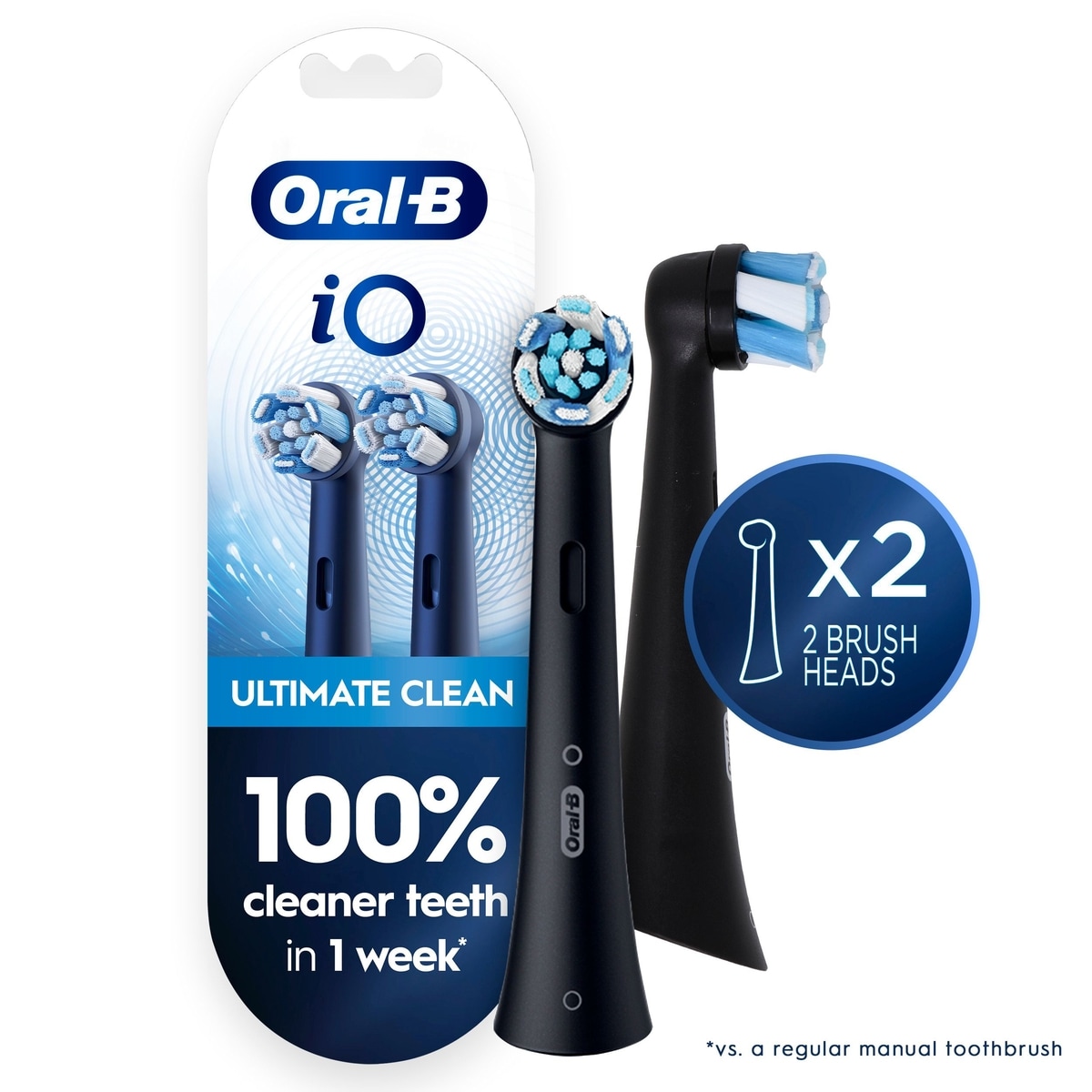 Oral-B iO Ultimate Clean Replacement Brush Heads, Black, 2 count