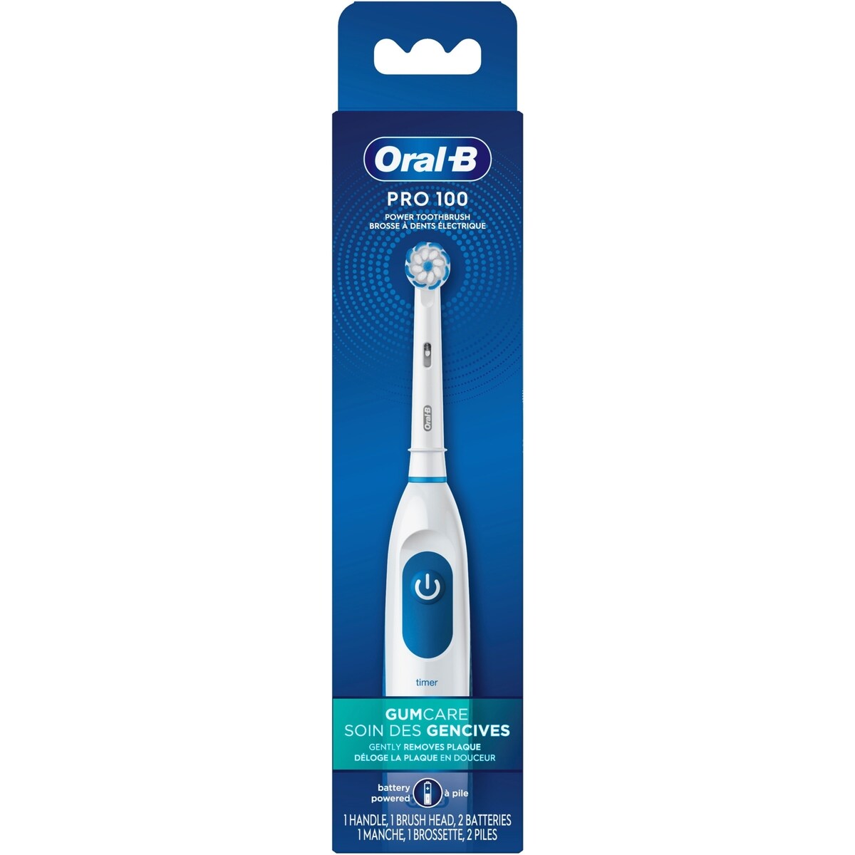 Brosse à dents à pile Pro 100 Soin des gencives, blanc