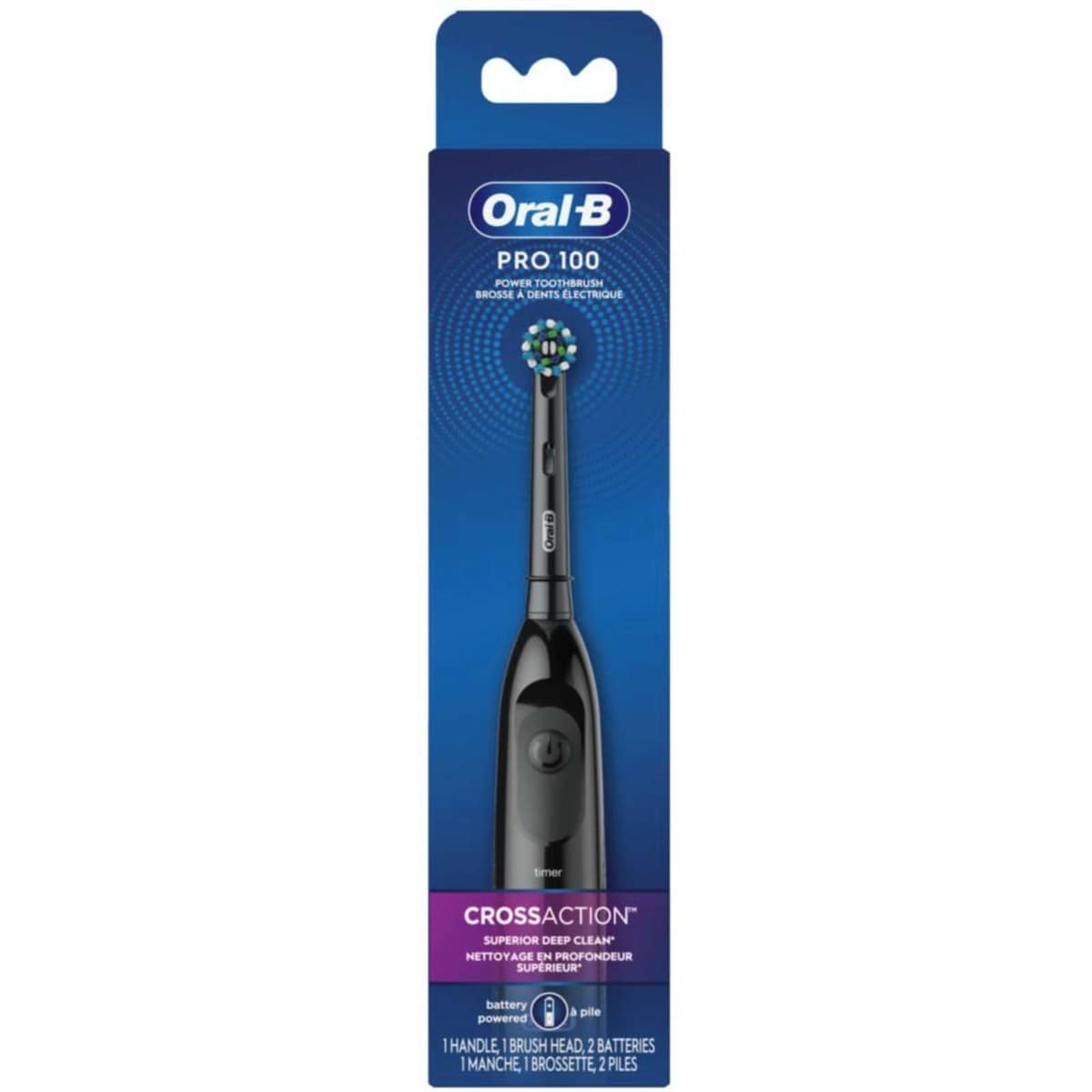 Oral B Oral-B Pro 100 CrossAction, Battery Powered Toothbrush, Black 1 Count