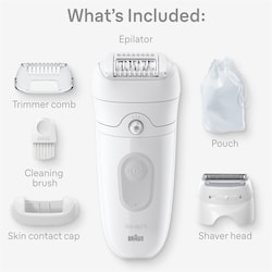 Silk-épil 5 Epilator, Wet and Dry Epilator, Includes Shaver Head and Trimmer Comb, SE5-041, Grey 2