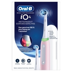Rechargeable Electric Toothbrush, iO4 Clean & Gum, 4 Cleaning Modes, Visual Pressure to Protect Gums, 2 Brush Heads, Travel Case, Pink 1