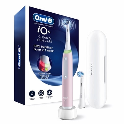 Rechargeable Electric Toothbrush, iO4 Clean & Gum, 4 Cleaning Modes, Visual Pressure to Protect Gums, 2 Brush Heads, Travel Case, Pink 2