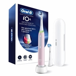 Brosse à dents électrique rechargeable, iO4 Propreté et gencives, 4&nbsp;modes de nettoyage, détecteur de pression visuel pour protéger les gencives, 2&nbsp;brossettes, étui de voyage, rose 2