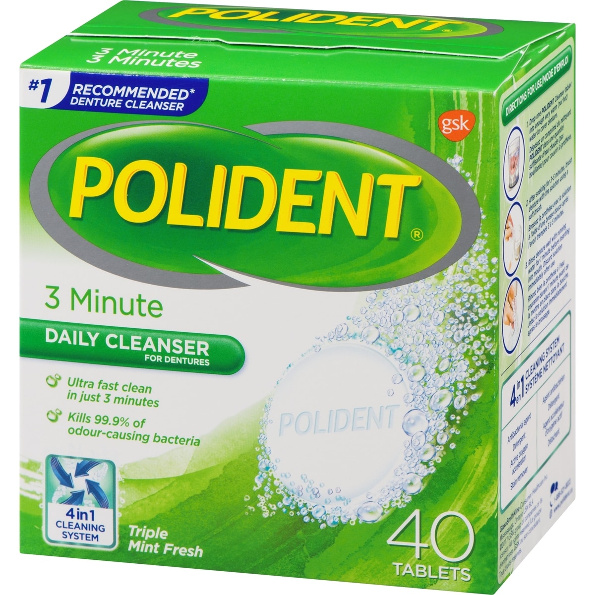 Polident 3 minutes Nettoyant quotidien pour prothèses dentaires