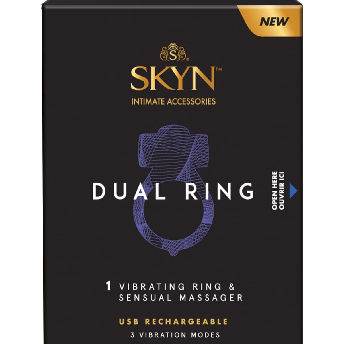 Skyn Dual Ring 1 Vibrating Ring & Sensual Massager, Ribbed Texture, 3 Variable Speeds, Rechargeable. | Shoppers Drug Mart Skyn Dual Ring 1 Vibrating Ring & Sensual Massager, Ribbed Texture, 3 Variable Speeds, Rechargeable. | Shoppers Drug Mart