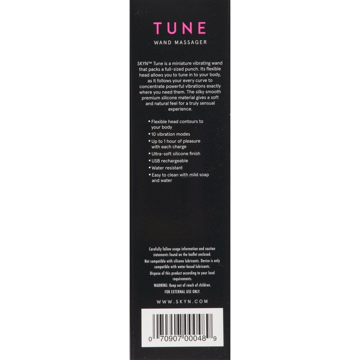 Tune de SKYN - Baguette vibrante miniature - finition en silicone ultra doux, résistant à l'eau, 10 modes de vibration