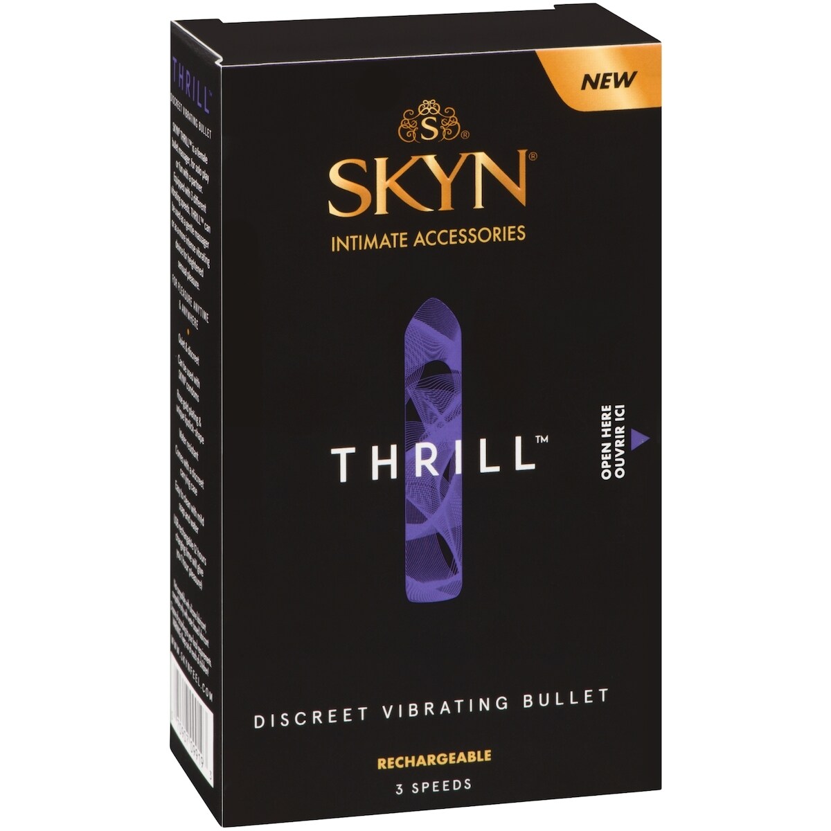 Masseur personnel Thrill de SKYN - Masseur vibrant compact et discret - Plaqué or rose - Rechargeable, résistant à l'eau et sans latex, 3 vitesses allant de douces à intenses.
