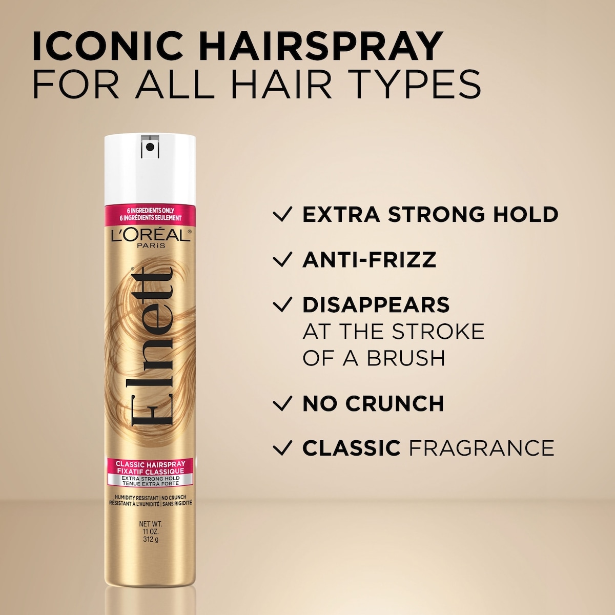 Fixatif à tenue extra-forte, Elnett Satin classique