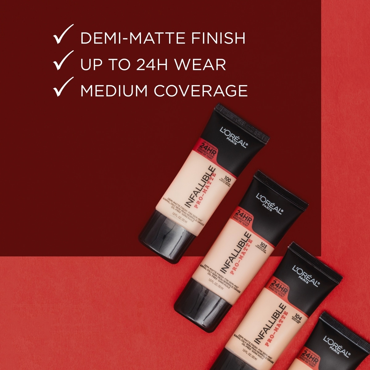 Fond de Teint Pro-Matte, Sans Huile, Texture Légère, Longue Tenue Jusqu’à 24hr