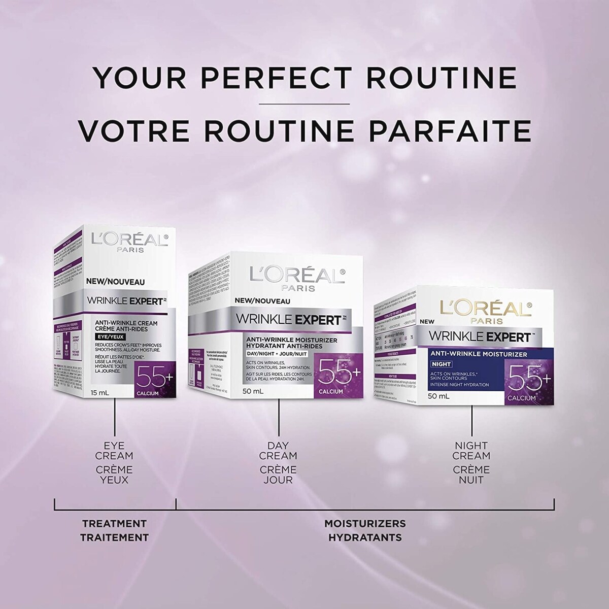 Crème hydratante anti-âge 55+ avec calcium, Wrinkle Expert