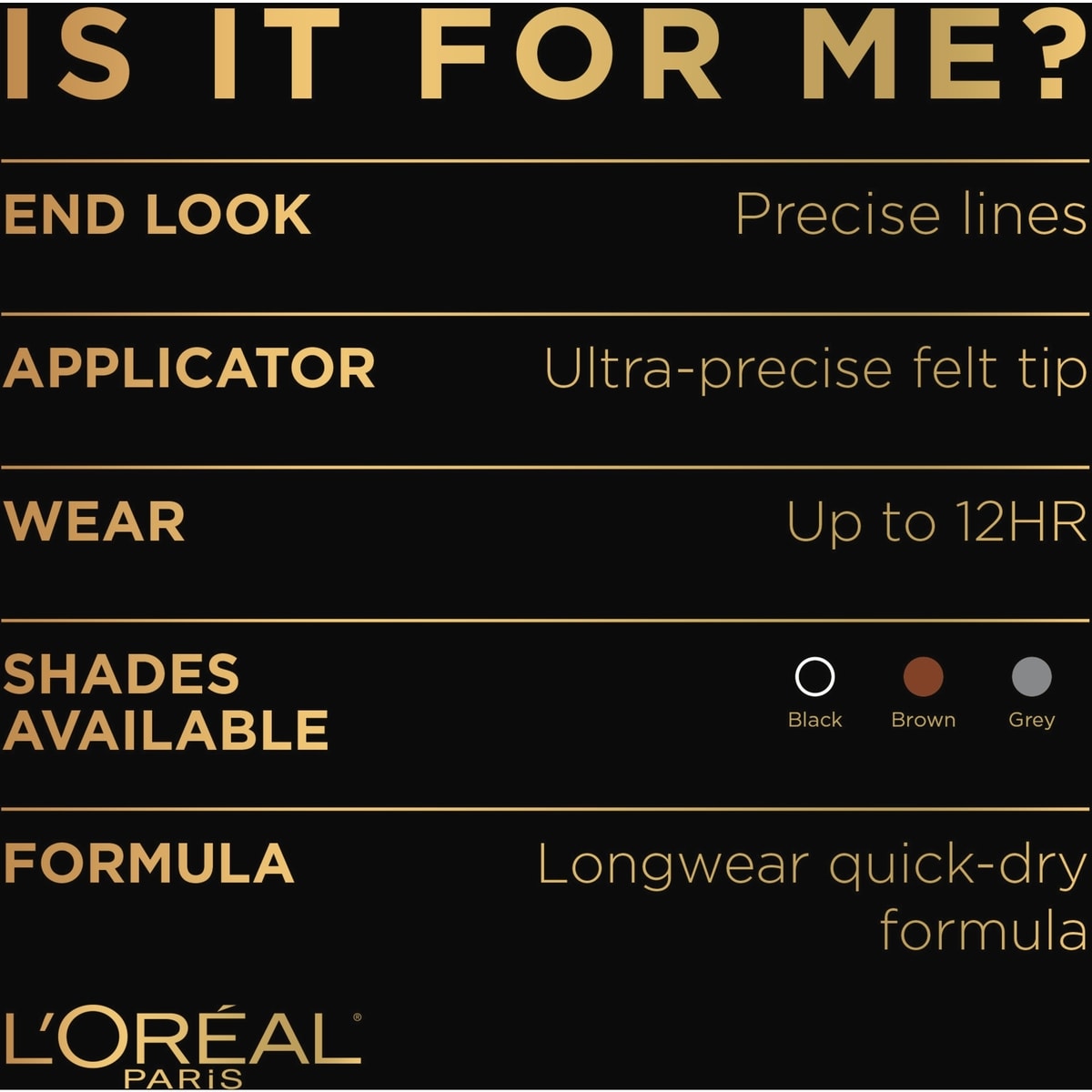 Liqud Eyeliner, Ultra-Precise, Smudge-Proof Lines, Waterproof, Infallible Super Slim