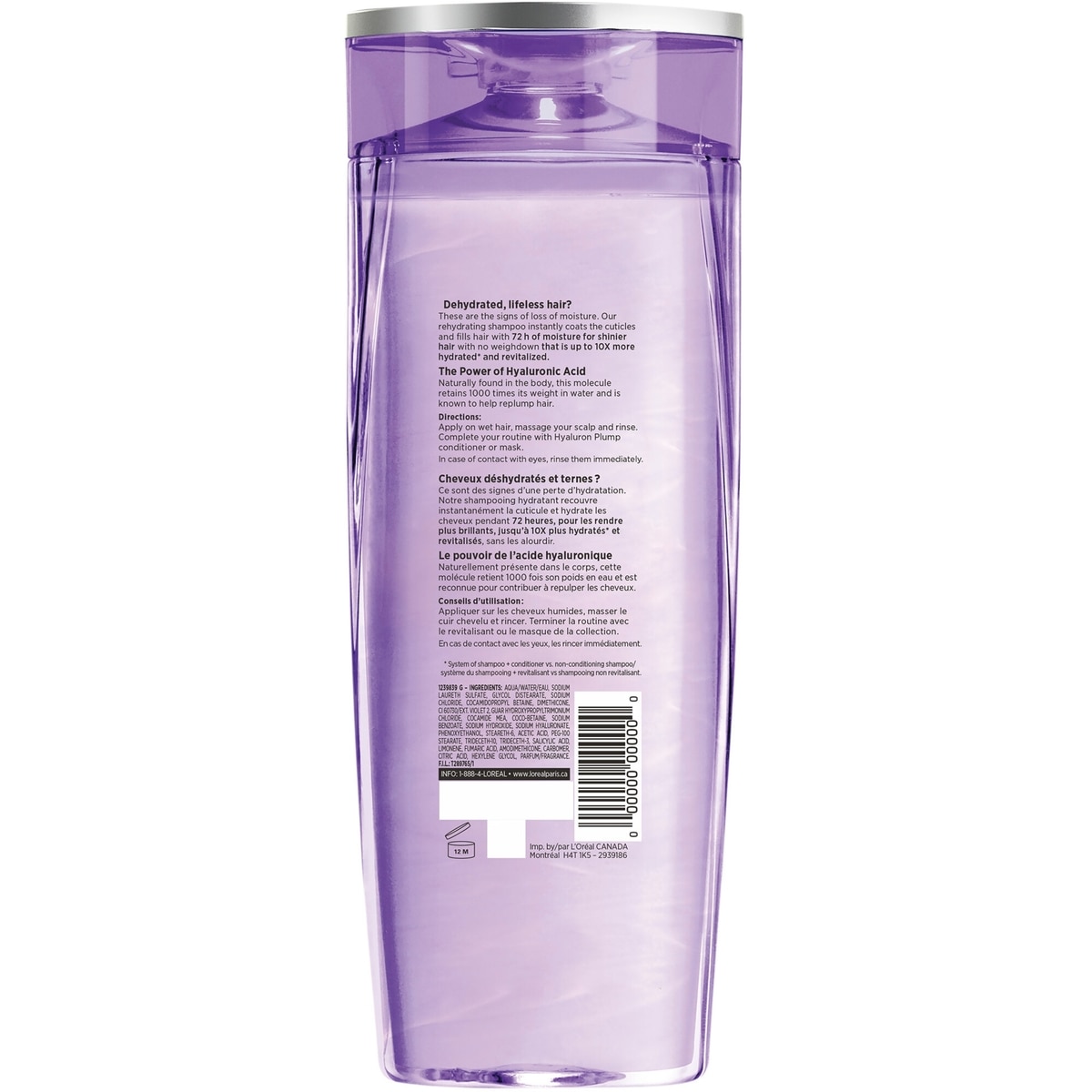 L'Oréal Paris Hair Expertise Hyaluron Plump Shampooing avec Acide Hyaluronique, Pour Cheveux Déshydratés