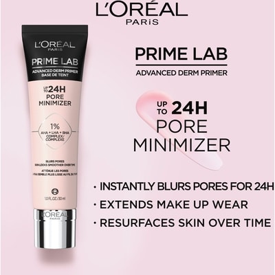 Prime Lab Base de Teint 24h Minimisuer de pores avec 1% de AHA + LHA + Complexe BHA 4