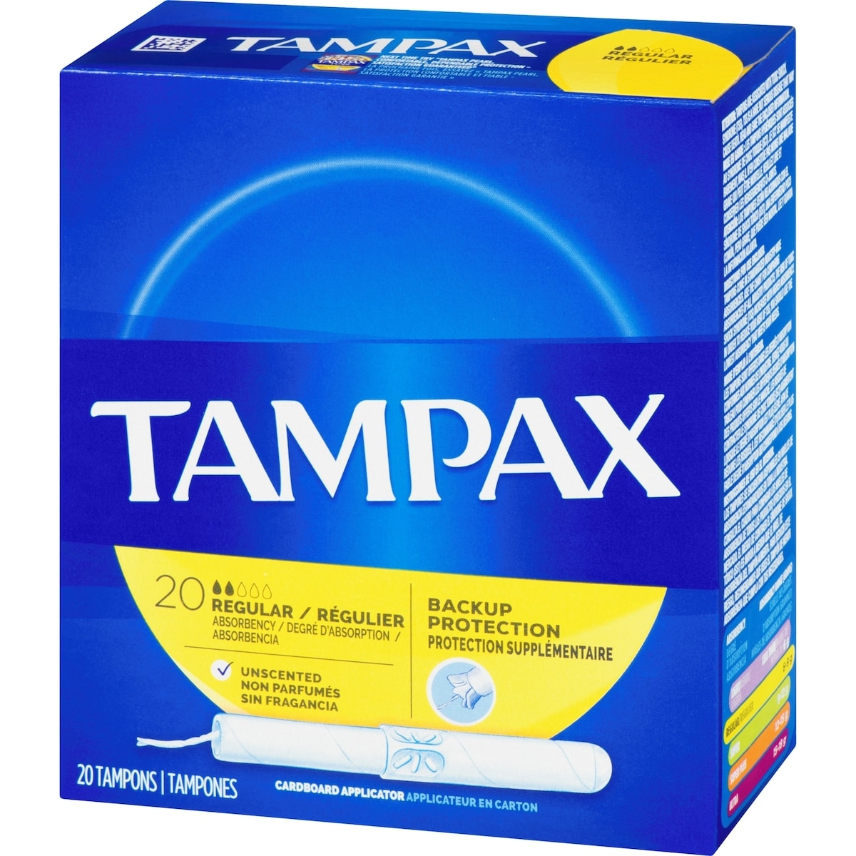 Tampax Cardboard Applicator Tampons Regular Absorbency, Unscented, 20 Count