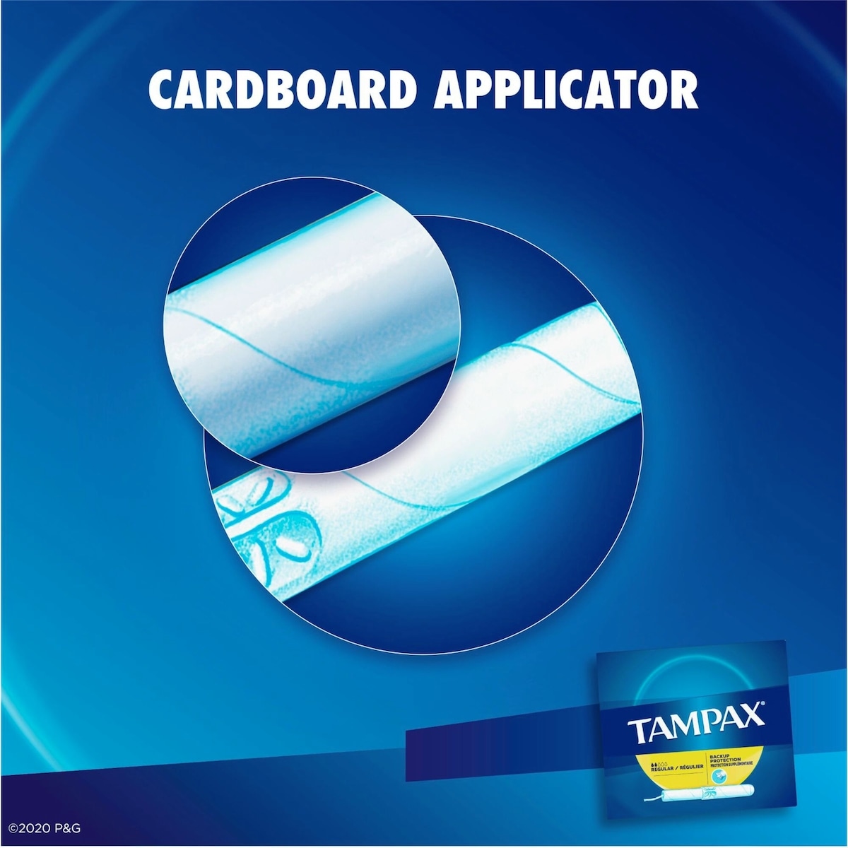Tampons TAMPAX avec applicateur en carton, Régulier, non parfumés, 20 tampons