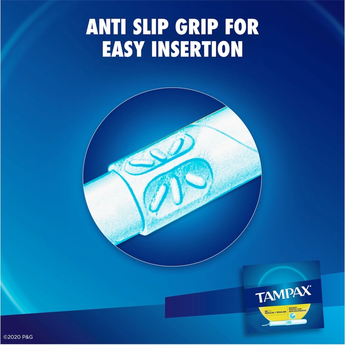Tampons TAMPAX avec applicateur en carton, Régulier, non parfumés, 20 tampons