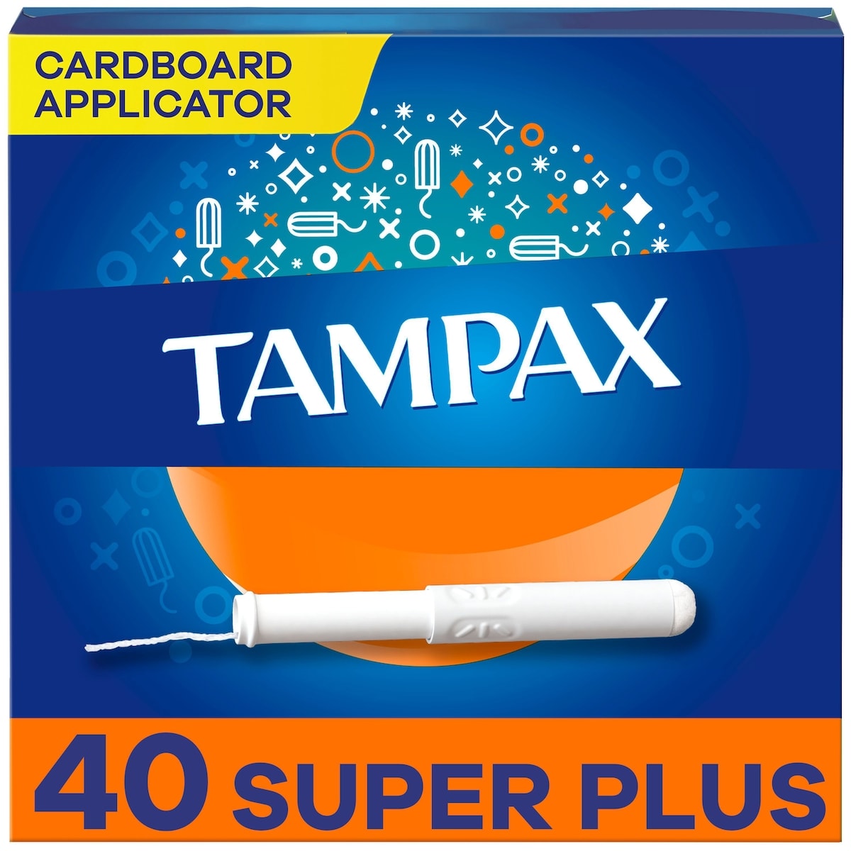Tampons Tampax applicateur en carton, super plus, embout facile à saisir, jupette anti-fuites LeakGuard, non parfumés, 40 u